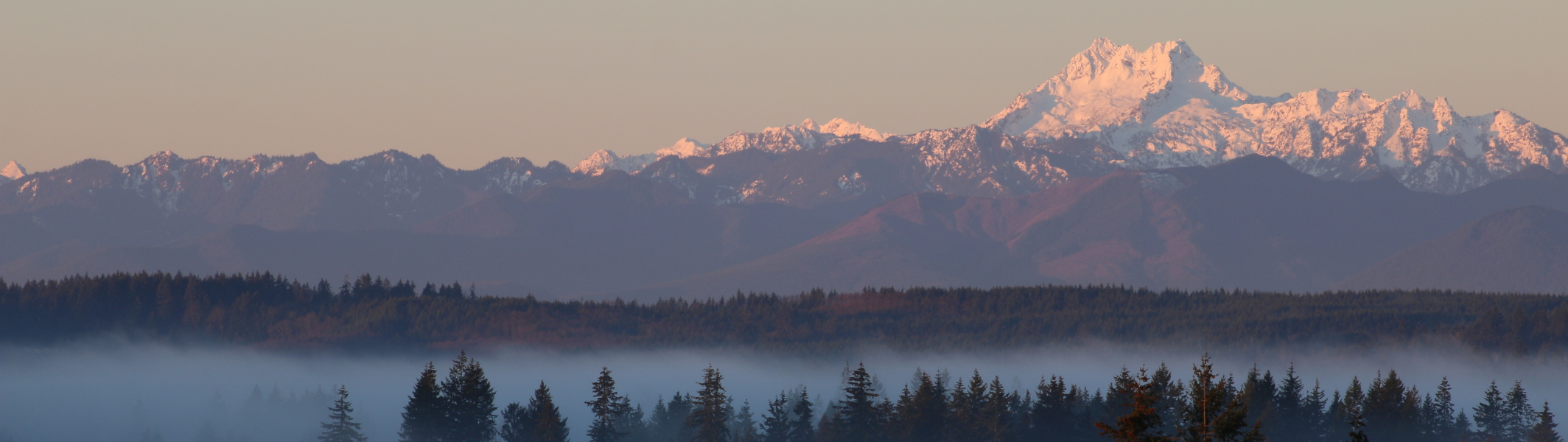 A quiet Kitsap County waterfront marina with sailboats, evergreen hills, and Mount Rainier in the distance